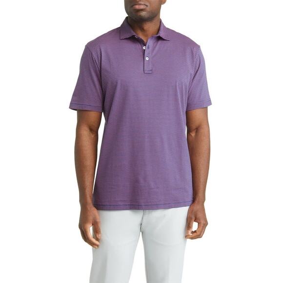 Peter Millar Purple/Blue Cotton Stripe Pilot Mill Halifax Polo Men’s Size XL - Picture 1 of 12